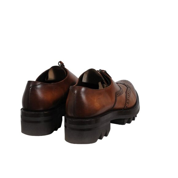 Prada Mens Oxfords US9 UK8 Brown Leather Medallion Wingtip Shark Tooth Brogues - Picture 7 of 11